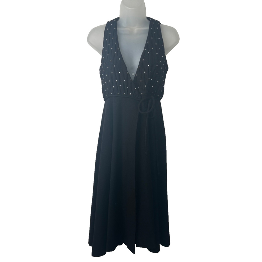 60s Vtg Mr Mort by Stan Herman Mod Shift ALine Dress Sz 3 Black Gothic Midi A49